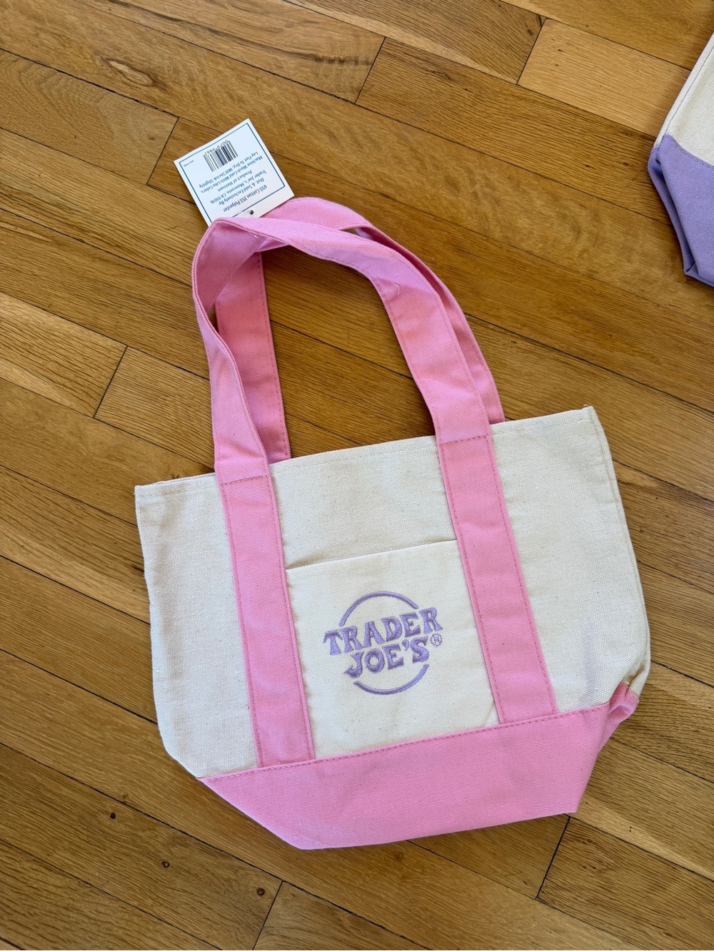 Trader Joe’s Pink Pastel Mini Tote Bag - Picture 3 of 4